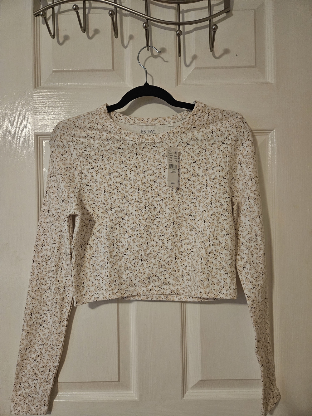 PacSun Cropped Floral Long Sleeve Top NWT Size Medium | 93% Cotton - Picture 2 of 6